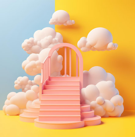 Minimalistic scene of multi-colored 3D primitivesの素材