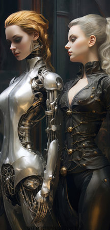 Photorealistic image of a female robotの素材