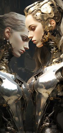 Photorealistic image of a female robotの素材