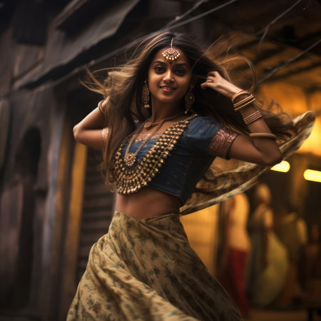 Indian girl dancing national danceの素材