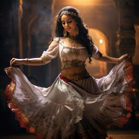 Arab girl dancing national danceの素材