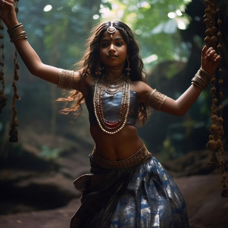 Indian girl dancing national danceの素材