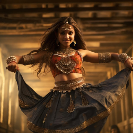 Indian girl dancing national danceの素材