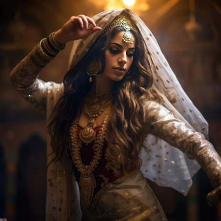 Arab girl dancing national danceの素材