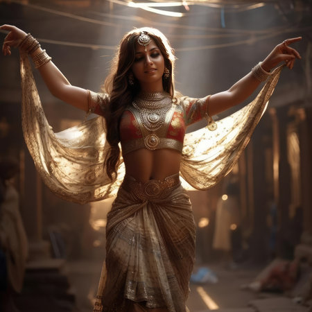 Indian girl dancing national danceの素材