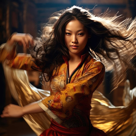 Asian girl dancing national danceの素材