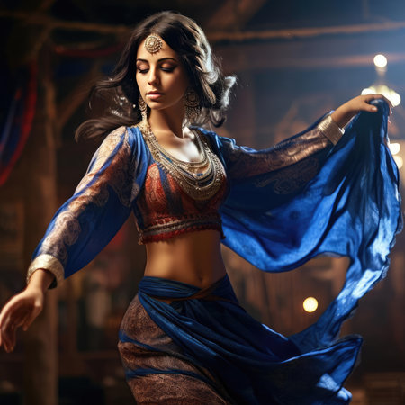 Arab girl dancing national danceの素材