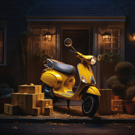 Lots of cardboard boxes near the doorの素材