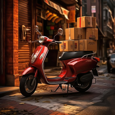 Lots of cardboard boxes near the doorの素材