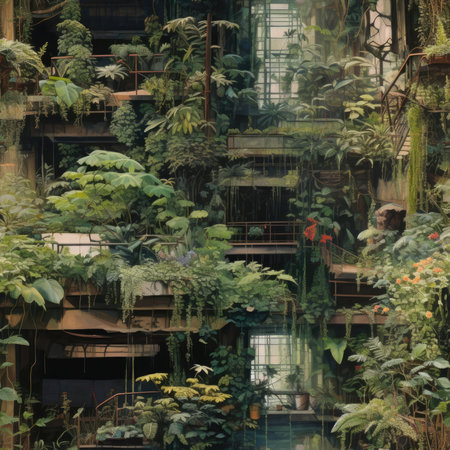 The building is overgrown with plantsの素材