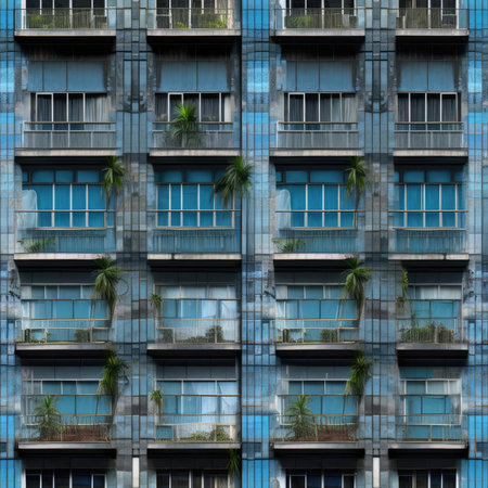 Seamless texture. The facade of the buildingの素材