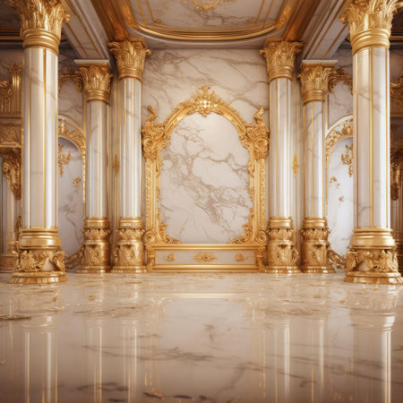 Luxury interior. Gold and Marbleの素材