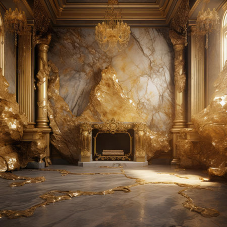 Luxury interior. Gold and Marbleの素材