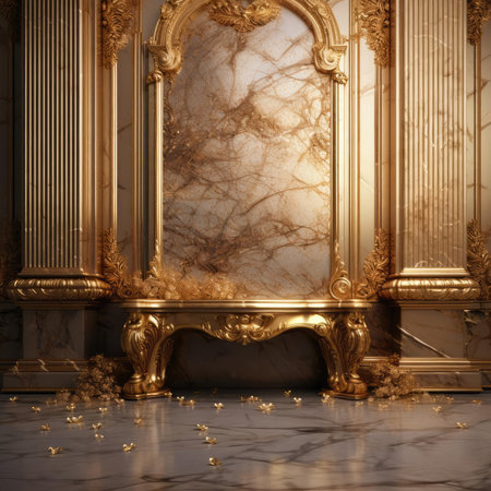 Luxury interior. Gold and Marbleの素材