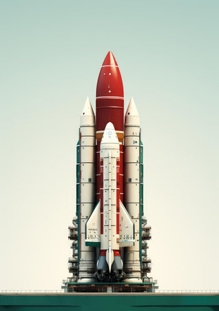 Illustration of a space rocketの素材