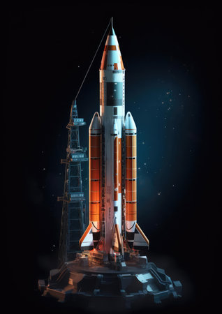 Illustration of a space rocketの素材
