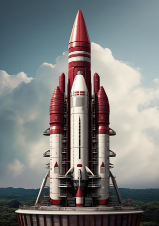 Illustration of a space rocketの素材