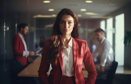 Young woman businesswoman in officeの素材