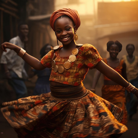African girl dancing national danceの素材
