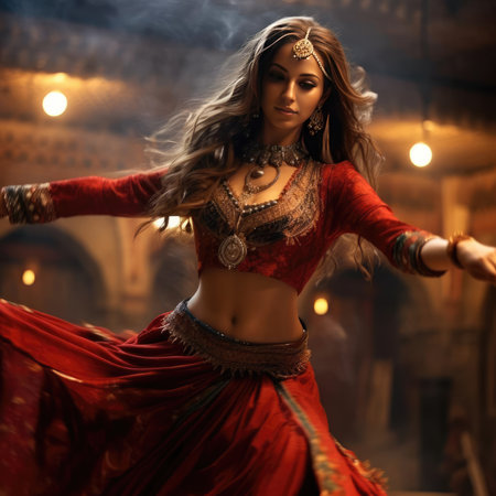 Arab girl dancing national danceの素材