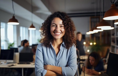 Young woman businesswoman in officeの素材