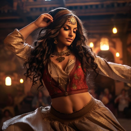 Arab girl dancing national danceの素材