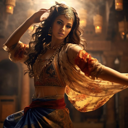 Arab girl dancing national danceの素材