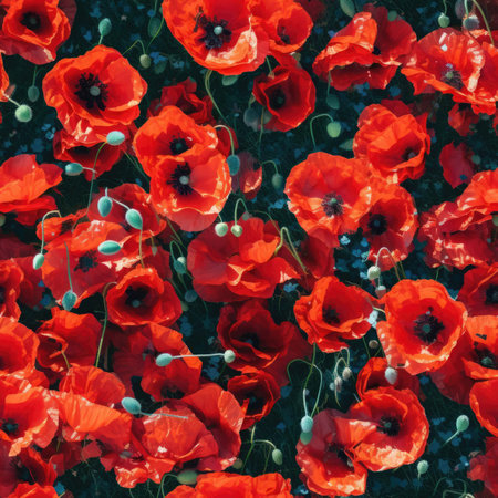 Seamless poppy field textureの素材