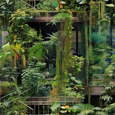 The building is overgrown with plantsの素材