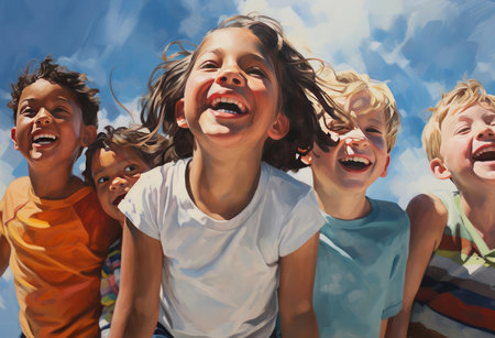 Children who are friends with each otherの素材