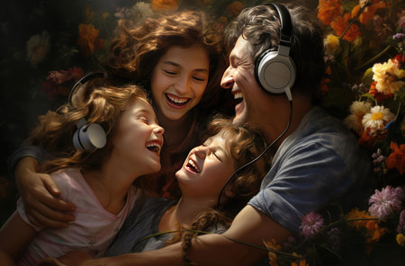 A joyful family with childrenの素材