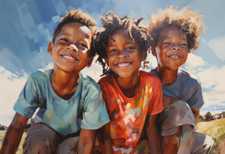 Children who are friends with each otherの素材