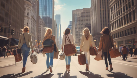 Women with suitcases for travelの素材