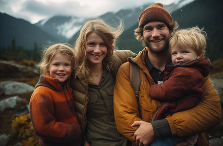 A joyful family with childrenの素材