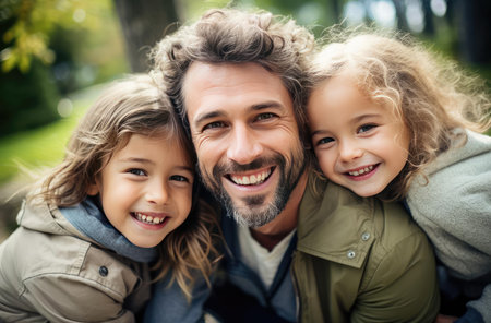 A joyful family with childrenの素材