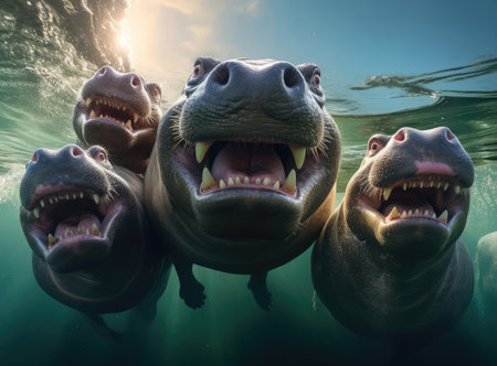 A group of hipposの素材