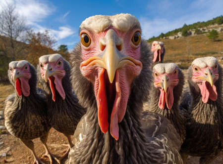 A group of turkeysの素材