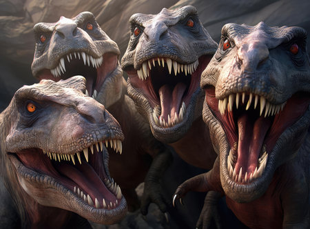 A group of tyrannosaursの素材