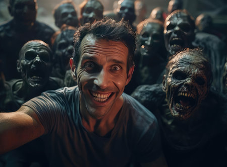 A group of zombies looking at the cameraの素材