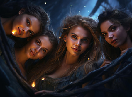 A group of witches looking at the cameraの素材