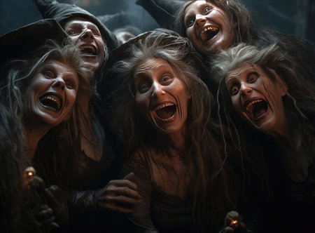 A group of witches looking at the cameraの素材