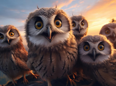 A group of owlsの素材