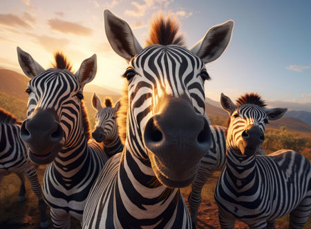 A group of zebrasの素材