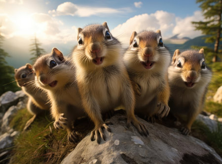 A group of chipmunksの素材