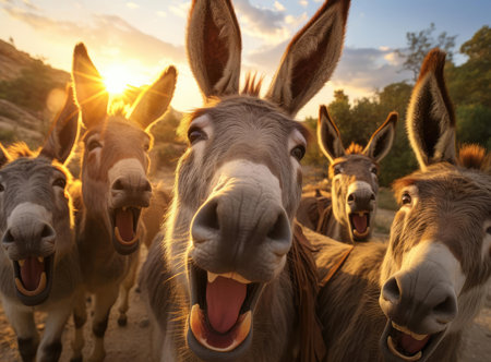 A group of donkeysの素材