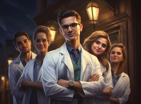 A group of doctors in white coatsの素材