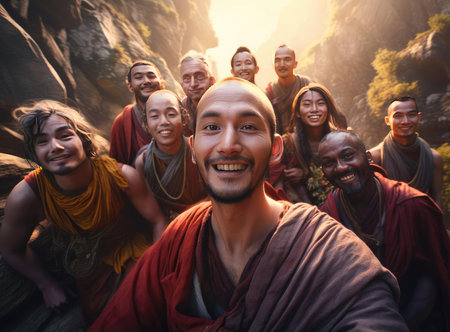 A group of Buddhistsの素材