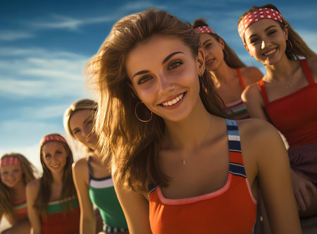 A group of young women in swimsuitsの素材