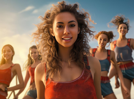 A group of young women in swimsuitsの素材
