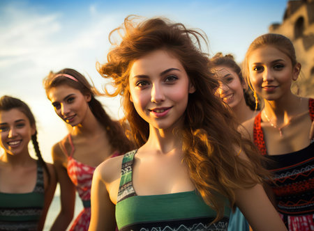 A group of young women in swimsuitsの素材